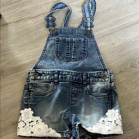 George Denim Blue Kids Overalls with White Lace 5 - Picture 1 of 1